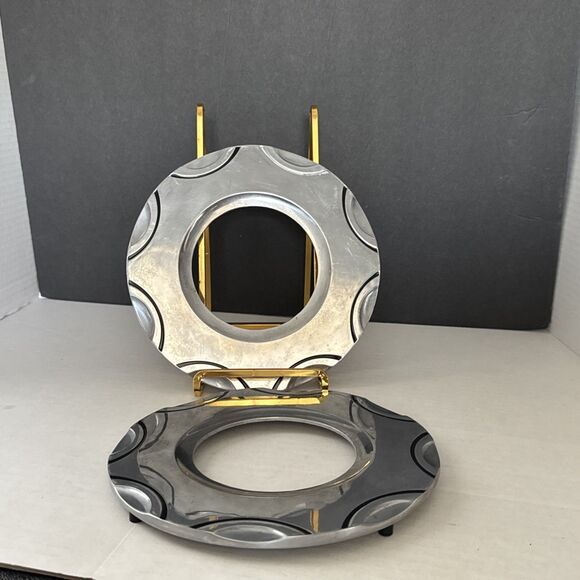 Pair of Lenox Scoop Trivets Solid Aluminum Holloware Cool Design 7.5" Diameter - Picture 16 of 16